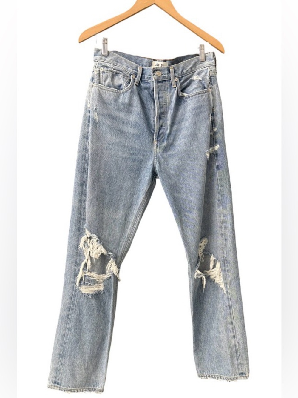 Agolde 90’s Jeans Light Blue Distressed Straight Leg Jeans